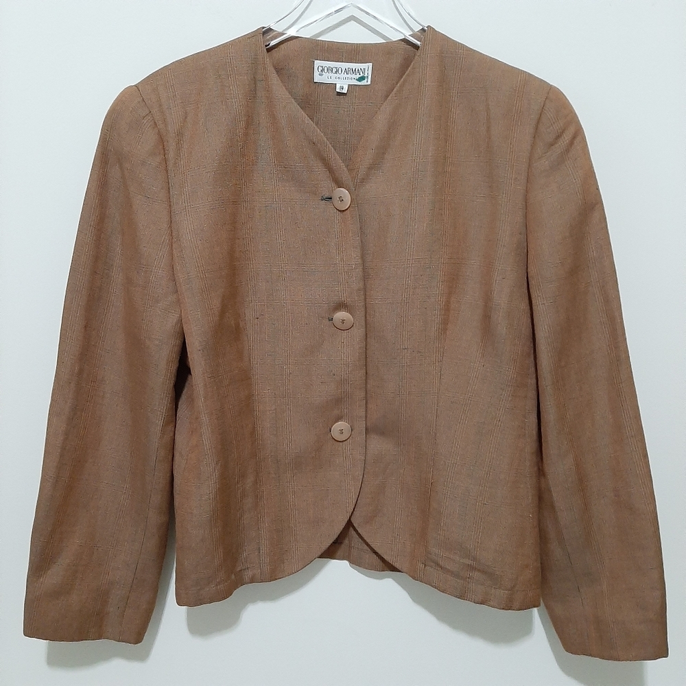 Giorgio Armani Flax Linen Viscose Made in Italy Blazer Size 12 - Picture 4 of 12